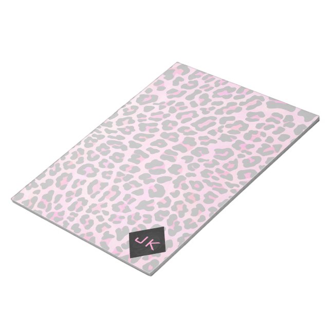 Bloc-note Monogramme Leopard noir et rose chaud (Incliné)