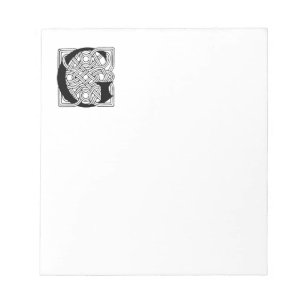 Bloc-note Monogramme lettre G Impression vintage nœud celtiq