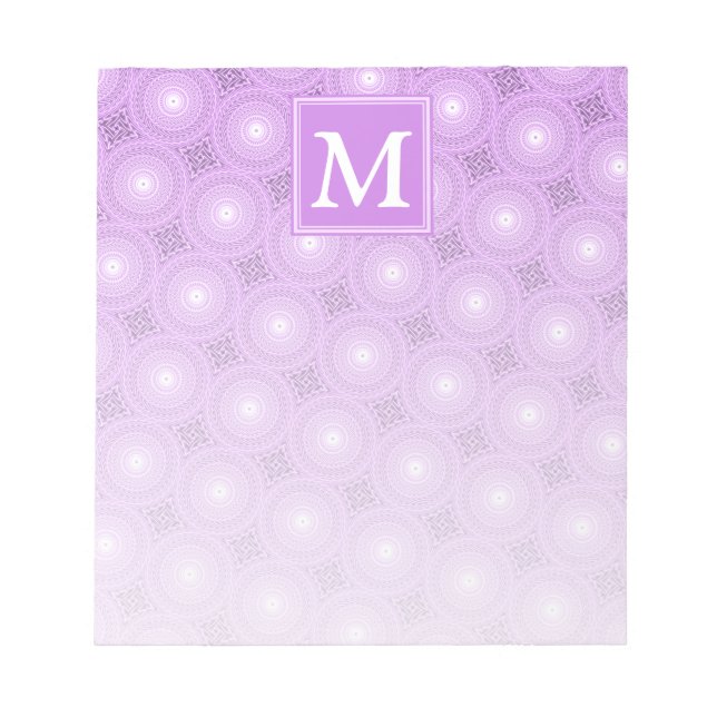 Bloc-note Monogramme lilas cercles pourpres motif (Devant)