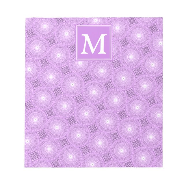 Bloc-note Monogramme lilas cercles pourpres motif (Devant)