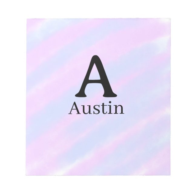Bloc-note Monogramme majuscule masculine ajouter un nom past (Devant)