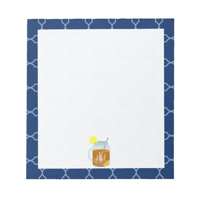 Bloc-note Monogramme Mason Jar Sweet Tea - Quatrefoil de la  (Devant)