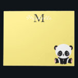 Bloc-note Monogramme mignon panda assis Personnalisé Jaune<br><div class="desc">Panda à assise mignonne Monogramme Les pads jaunes personnalisées comportent un mignon ours en panda assis sur le sol sur un arrière - plan jaune. Personnalisez avec votre monogramme et votre nom en modifiant le texte dans les zones de texte fournies. Conçu par ©Evco Studio www.zazzle.com/store/evcostudio</div>