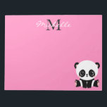 Bloc-note Monogramme mignon panda assis personnalisé rose<br><div class="desc">Monogram mignon Sitting Panda Personnalisé Pink Notepads comporte un mignon ours en panda assis sur le sol sur un arrière - plan rose. Personnalisez avec votre monogramme et votre nom en modifiant le texte dans les zones de texte fournies. Conçu par ©Evco Studio www.zazzle.com/store/evcostudio</div>
