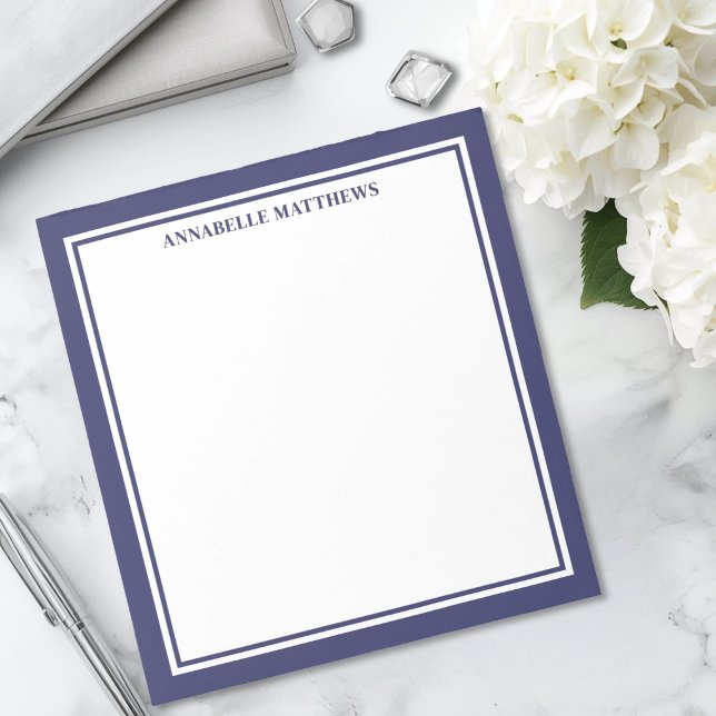 Bloc-note Monogramme minimaliste bleu marine (Navy Blue Minimalist Monogram Notepad)