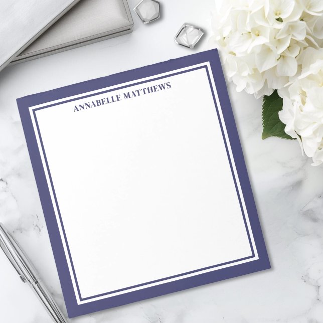 Bloc-note Monogramme Minimaliste Bleu Marine (Navy Blue Minimalist Monogram Notepad )