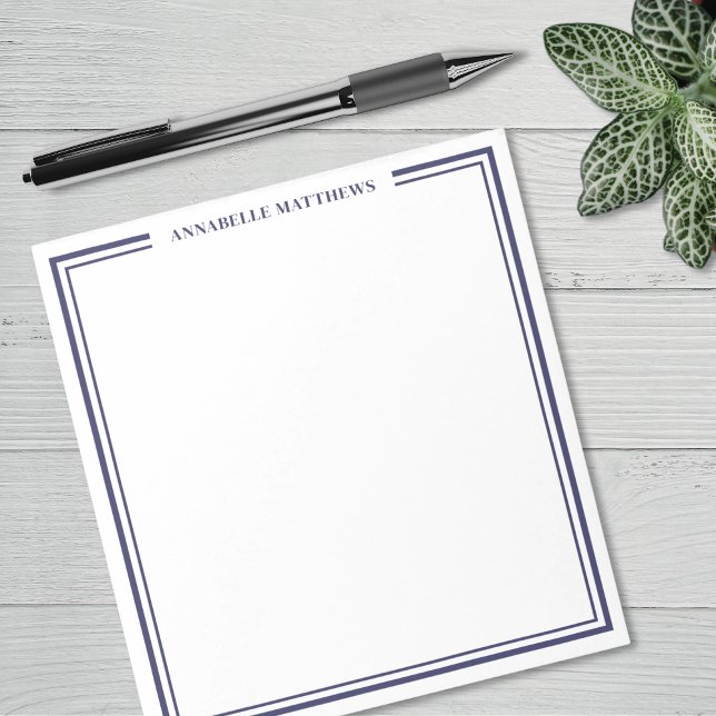 Bloc-note Monogramme Minimaliste Bleu Marine (Navy Blue Minimalist Monogram Notepad)