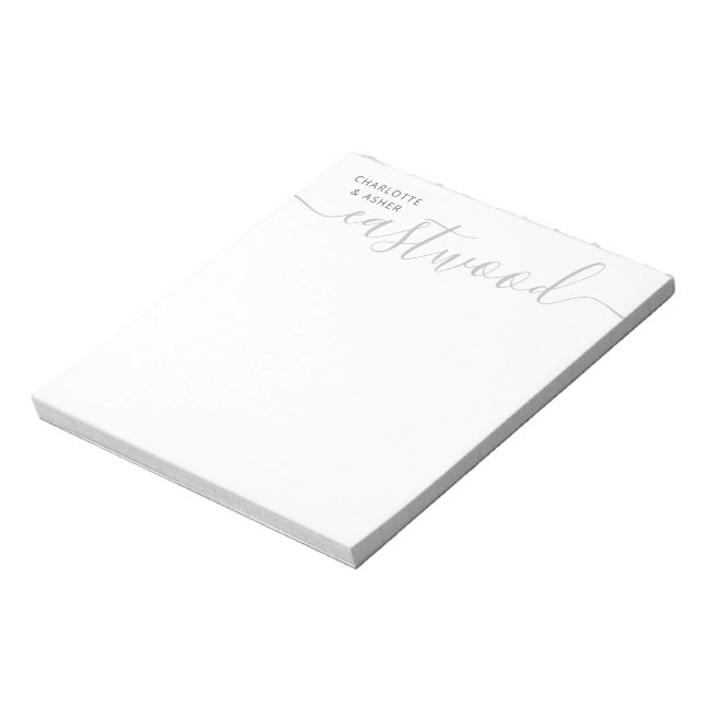 Bloc-note Monogramme Minimaliste de Couple (Tourné)