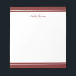 Bloc-note Monogramme minimaliste Maroon à deux bordures<br><div class="desc">Écrivez votre message ou vos notes sur ce bloc-notes minimaliste élégant à l'allure de marron avec un monogramme de police serif et un script indiquant votre nom avec des bordures épaisses et fines. Personnalisez-le avec vos initiales.</div>