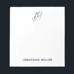 Bloc-note Monogramme minimaliste moderne blanc<br><div class="desc">Gardez toutes vos notes organisées avec ce bloc-notes minimaliste de script moderne. Doté d'un design simple et élégant, ce bloc-notes est parfait pour une utilisation à la maison, au bureau ou en déplacement. Le monogramme blanc arrière - plan et personnalisable marine bleu script fait de ce bloc-notes un ajout élégant...</div>