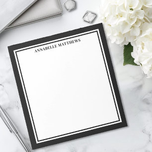 Bloc-note Monogramme minimaliste noir et blanc