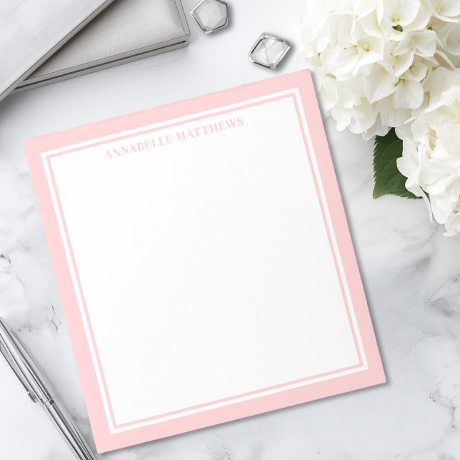 Bloc-note Monogramme minimaliste rose poudré (Blush Pink Minimalist Monogram Notepad )