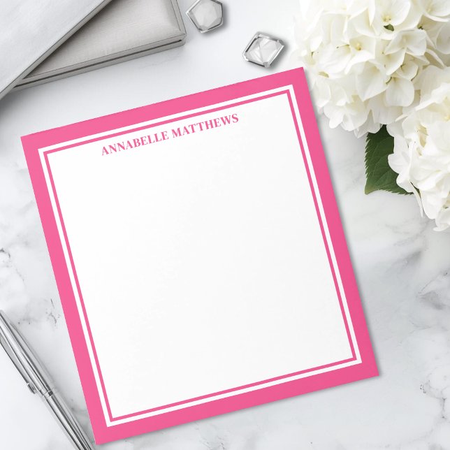 Bloc-note Monogramme minimaliste rose vif (Hot Pink Minimalist Monogram Notepad)