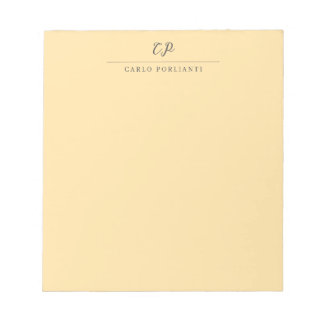 Bloc-note Monogramme Moderne Calligraphie Simple Nom Beige