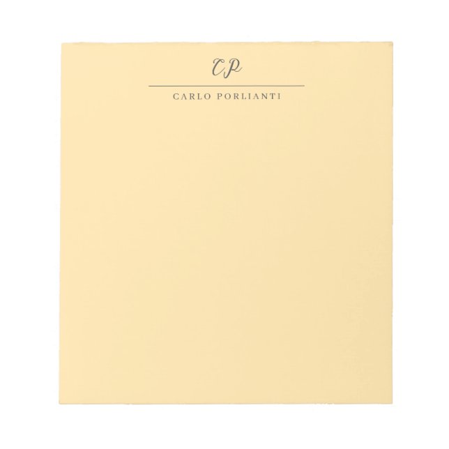 Bloc-note Monogramme Moderne Calligraphie Simple Nom Beige (Devant)