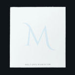 Bloc-note Monogramme moderne élégant Faded Light Blue<br><div class="desc">Cette conception comporte une grande lettre monogramme qui s'estompe dans l'arrière - plan avec de l'espace pour un nom/texte en bas. Cliquez sur le bouton personnaliser pour plus de flexibilité dans la modification du texte. Des variantes de cette conception, différents types de papier, ainsi que des produits de coordination sont...</div>