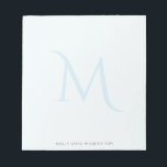Bloc-note Monogramme moderne élégant Faded Light Blue<br><div class="desc">Cette conception comporte une grande lettre monogramme qui s'estompe dans l'arrière - plan avec de l'espace pour un nom/texte en bas. Cliquez sur le bouton personnaliser pour plus de flexibilité dans la modification du texte. Des variantes de cette conception, différents types de papier, ainsi que des produits de coordination sont...</div>
