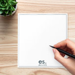 Bloc-note Monogramme Moderne Élégant Minimal Bleu et Blanc<br><div class="desc">Monogramme Moderne Élégant Minimal Bloc-notes bleu et blanc</div>