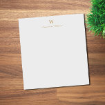 Bloc-note Monogramme Moderne en Gris et Or<br><div class="desc">Un design de monogramme moderne et élégant avec une typographie manuscrite dorée minimaliste et une typographie bloc sans serif sur un fond gris pastel pâle élégant. Le monogramme et le nom peuvent être facilement personnalisés.</div>
