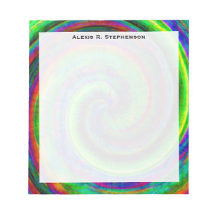 Bloc-note Monogramme Moderne Grunge Spiral Rainbow Tie Dye