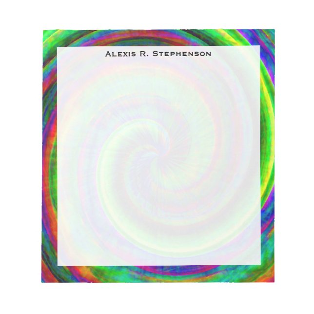 Bloc-note Monogramme Moderne Grunge Spiral Rainbow Tie Dye (Devant)