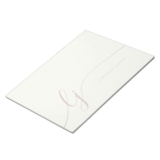 Bloc-note Monogramme Moderne Minimale Féminine Iivoire Scrip (Incliné)