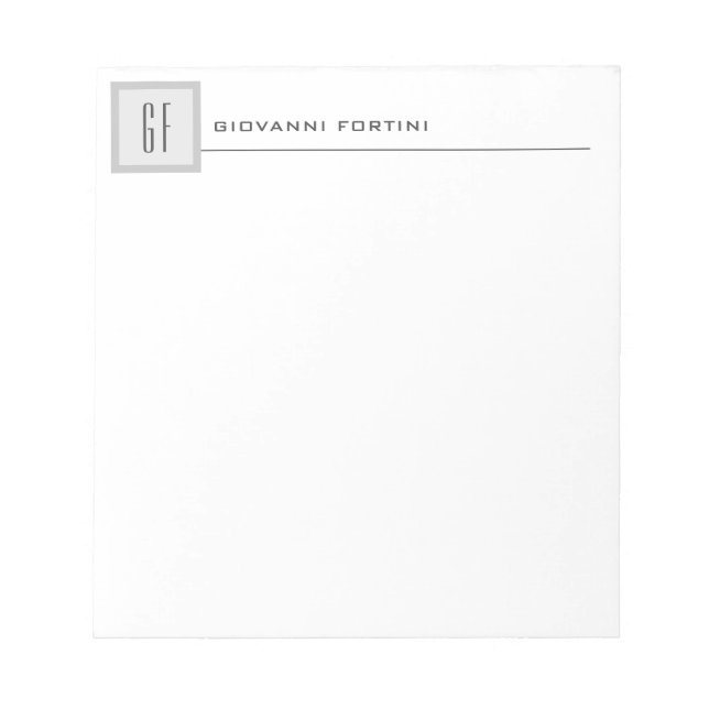 Bloc-note Monogramme Moderne Minimaliste Professionnel (Devant)