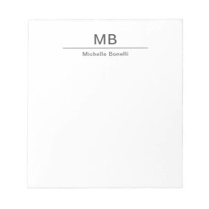 Bloc-note Monogramme Moderne Minimaliste Professionnel