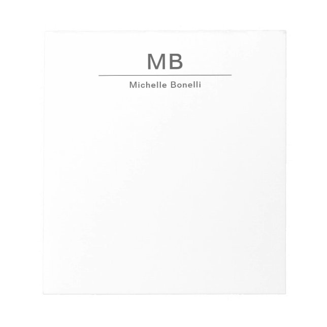 Bloc-note Monogramme Moderne Minimaliste Professionnel (Devant)