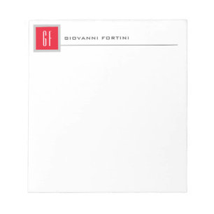 Bloc-note Monogramme Moderne Minimaliste Professionnel Rouge