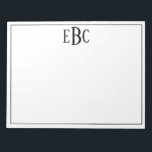 Bloc-note Monogramme moderne noir et blanc classique<br><div class="desc">Bloc-notes moderne Monogramme noir et blanc classique</div>