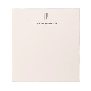 Bloc-note Monogramme Moderne Professionnel Couleur Pastel Si
