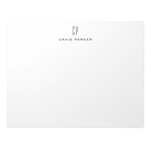 Bloc-note Monogramme Moderne Professionnel Minimaliste (Devant)