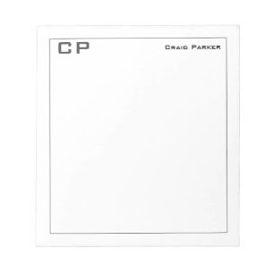 Bloc-note Monogramme Moderne Professionnel Minimaliste Plain