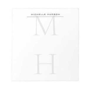Bloc-note Monogramme Moderne Professionnel Minimaliste Plain