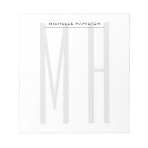 Bloc-note Monogramme Moderne Professionnel Minimaliste Plain