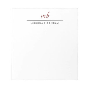 Bloc-note Monogramme Moderne Professionnel Simple Minimalist