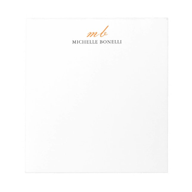 Bloc-note Monogramme Moderne Professionnel Simple Minimalist (Devant)
