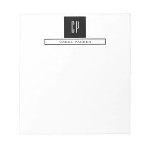 Bloc-note Monogramme Moderne Professionnel Simple Nom