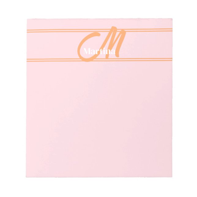 Bloc-note Monogramme moderne rose vif initial (Devant)