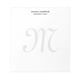 Bloc-note Monogramme Moderne Simple Minimaliste Uni
