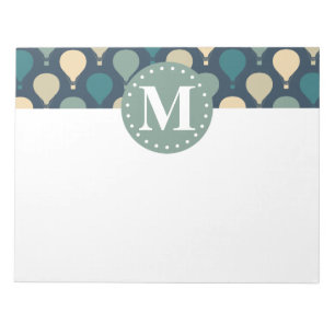 Bloc-note Monogramme Motif à air chaud Blue Retro