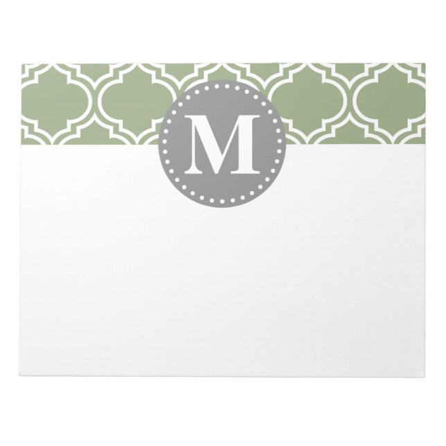 Bloc-note Monogramme Motif en treillis marocain vert foncé (Devant)
