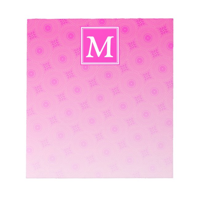Bloc-note Monogramme motif rose chaud cercles (Devant)
