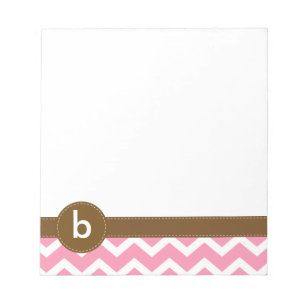 Bloc-note Monogramme Motif Zag rose