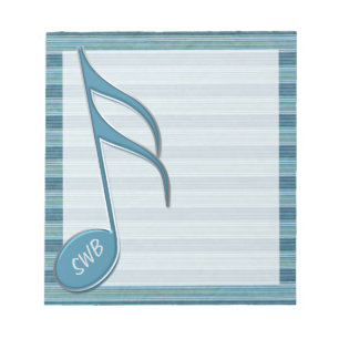 Bloc-note Monogramme musique note et rayures dans les tons b