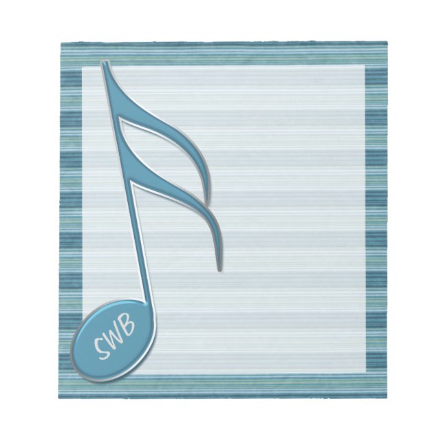 Bloc-note Monogramme musique note et rayures dans les tons b (Devant)