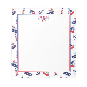 Bloc-note Monogramme nautique de voiliers chic