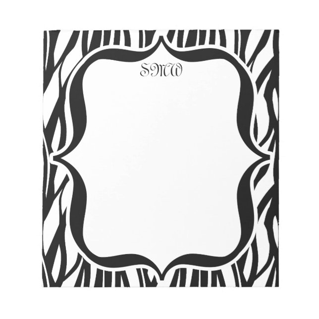 Bloc-note Monogramme noir/blanc Funky Zebra (Devant)