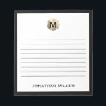 Bloc-note Monogramme noir blanc or lié<br><div class="desc">Gardez vos notes organisées et élégantes grâce à ce bloc-notes personnalisé doté d'un monogramme original noir et or élégant. Avec un grand nombre de pages alignées, ce bloc-notes est parfait pour noter des idées, prendre des notes ou faire des listes de choses à faire. La typographie de bloc classique et...</div>